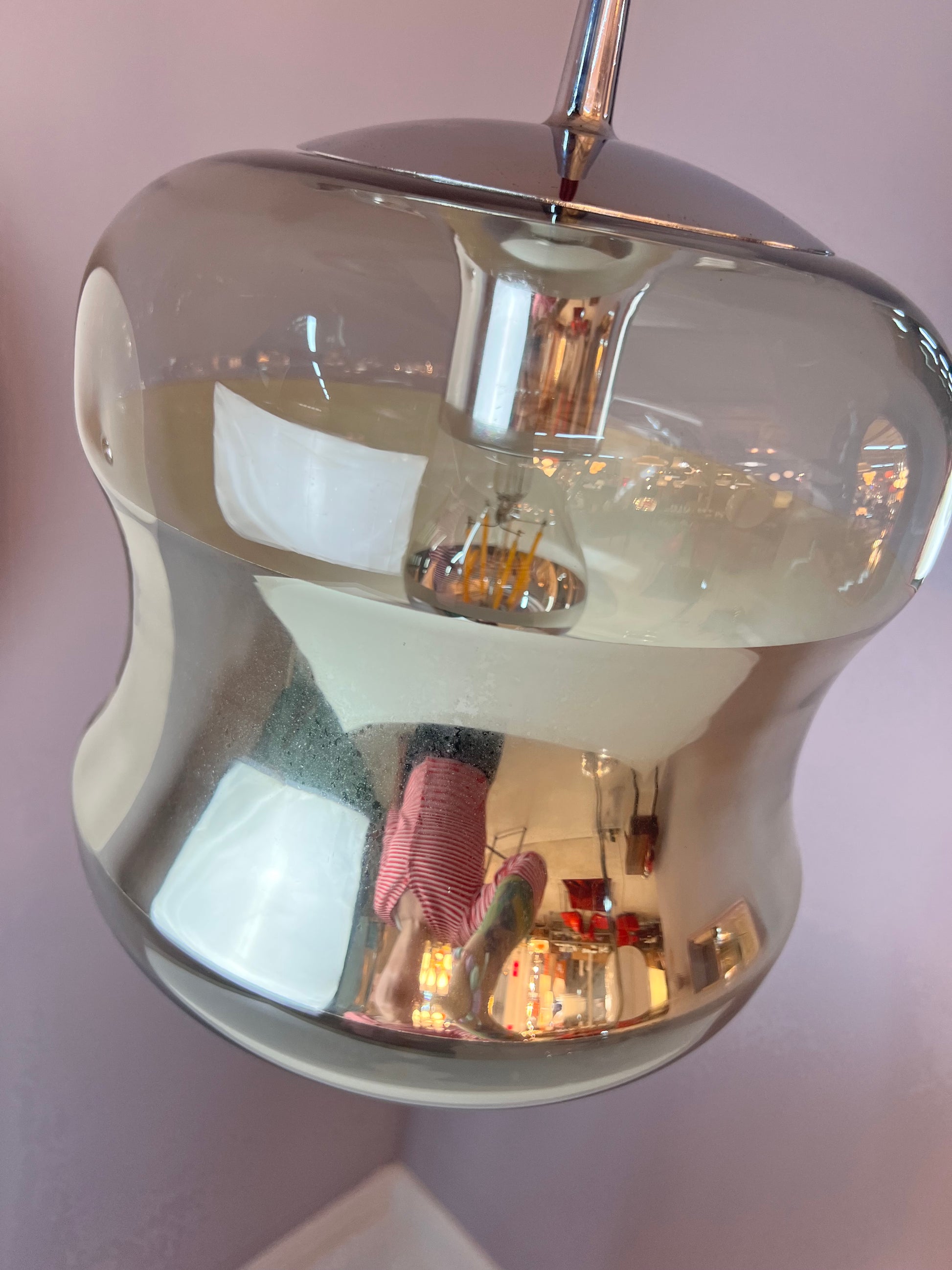 Hängelampe Rauchglas Chrom von Peill & Putzler