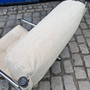 Sessel beige Kord Chromgestell