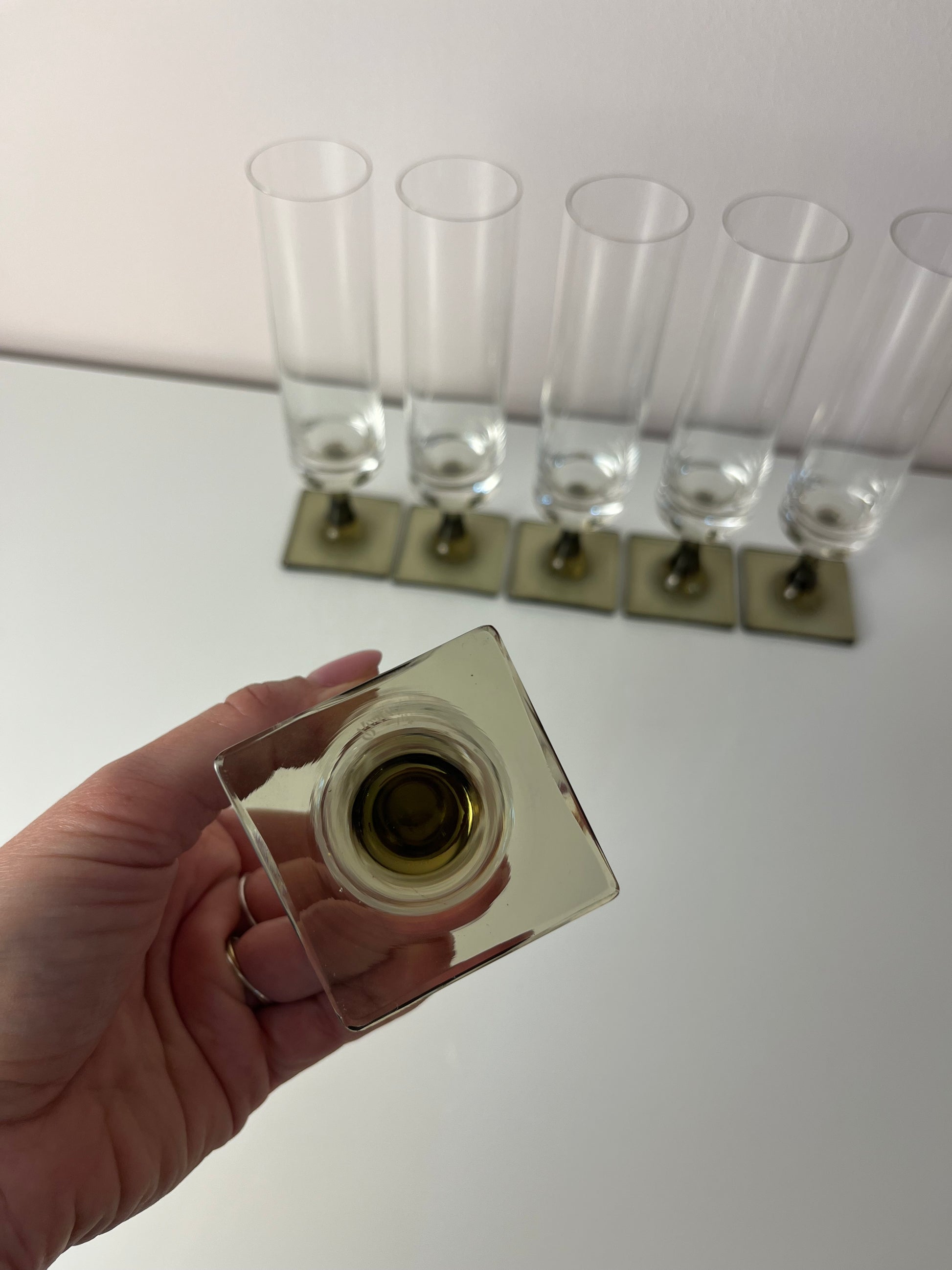 Set: 6x Sektkelch Modell Berlin mit Rauchfuß von Georg Jensen für Rosenthal