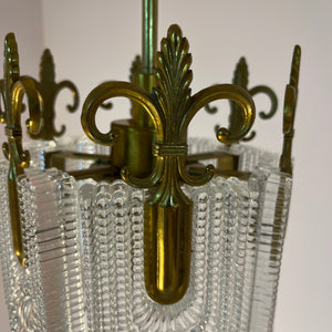 Kleiner Lilien Kronleuchter Glas Messing aus Deutschland