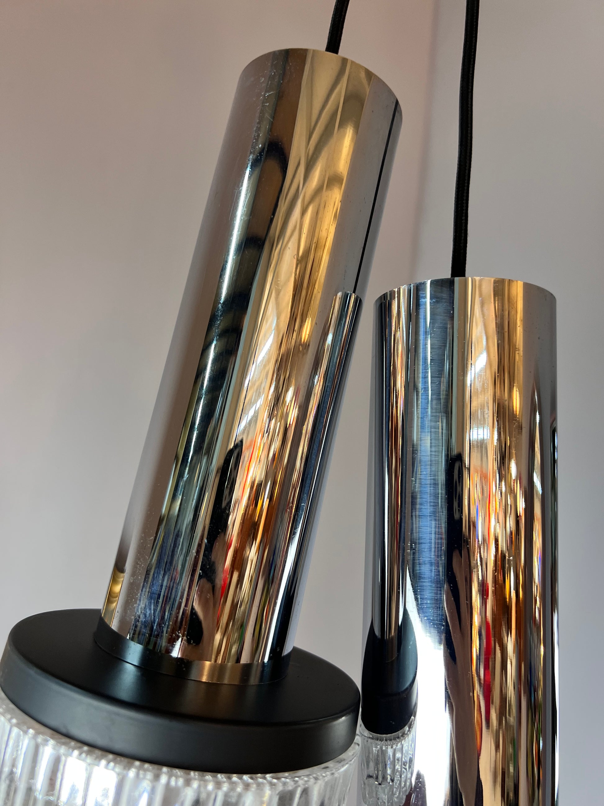 Hängelampe Chrom & Eisglas von Kaiser Leuchten