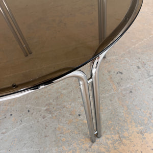 Runder Esstisch Chrom & getöntes Glas