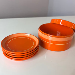 Set: Untersetzer in Dose orange Metall
