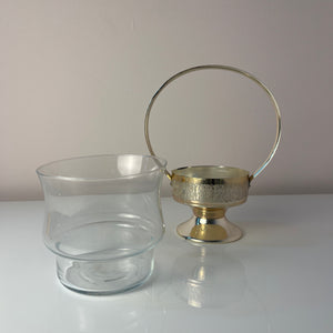Henkelschale versilbert mit Glaseinsatz