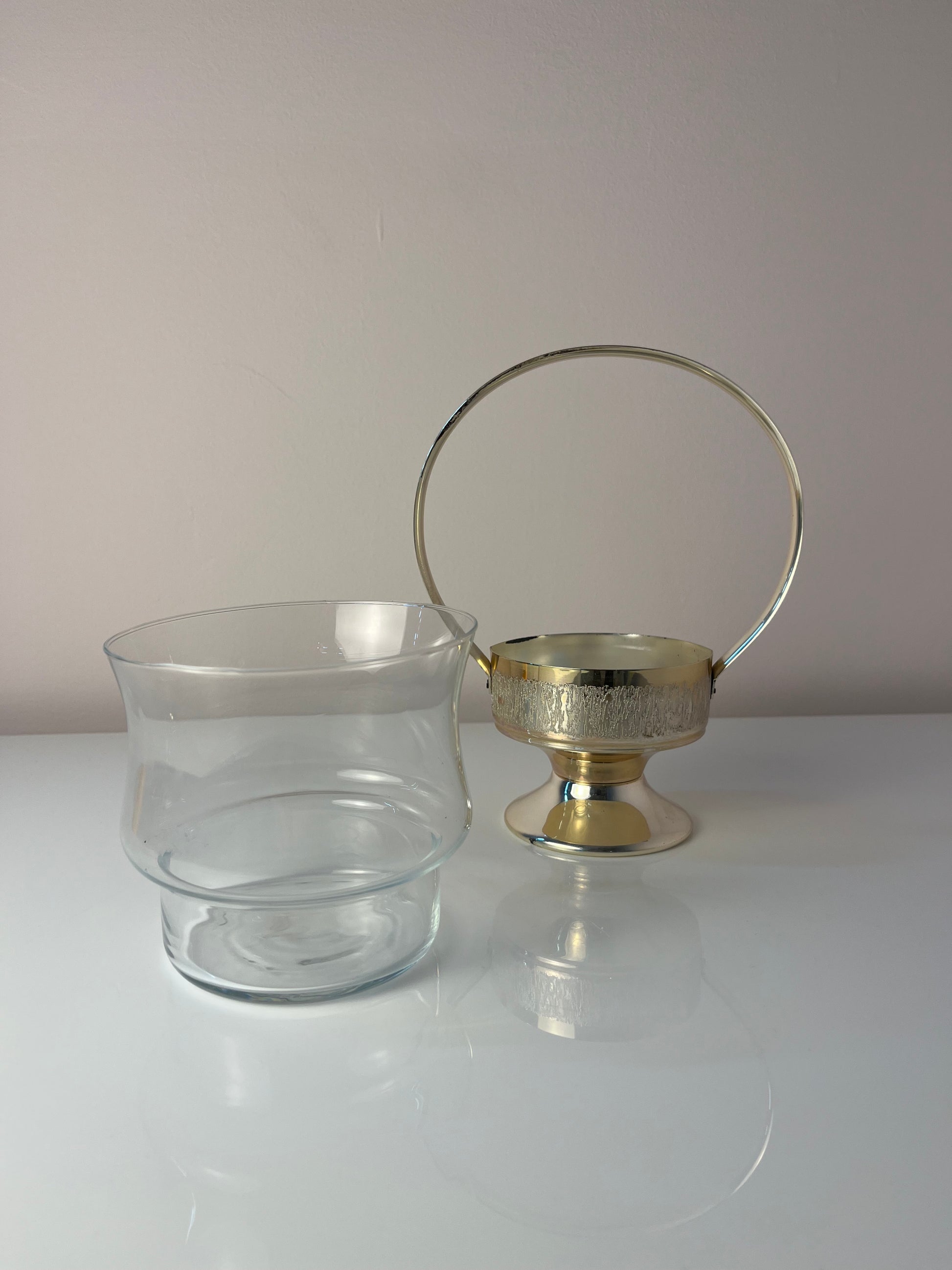 Henkelschale versilbert mit Glaseinsatz