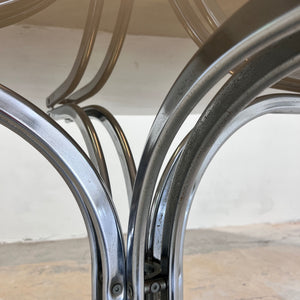 Runder Esstisch Rauchglas & Chrom