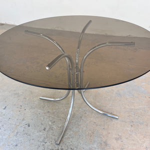Runder Esstisch Rauchglas & Chrom