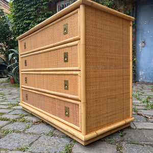 Kommode Rattan Bambus mit Messinggriffen von Dal Vera