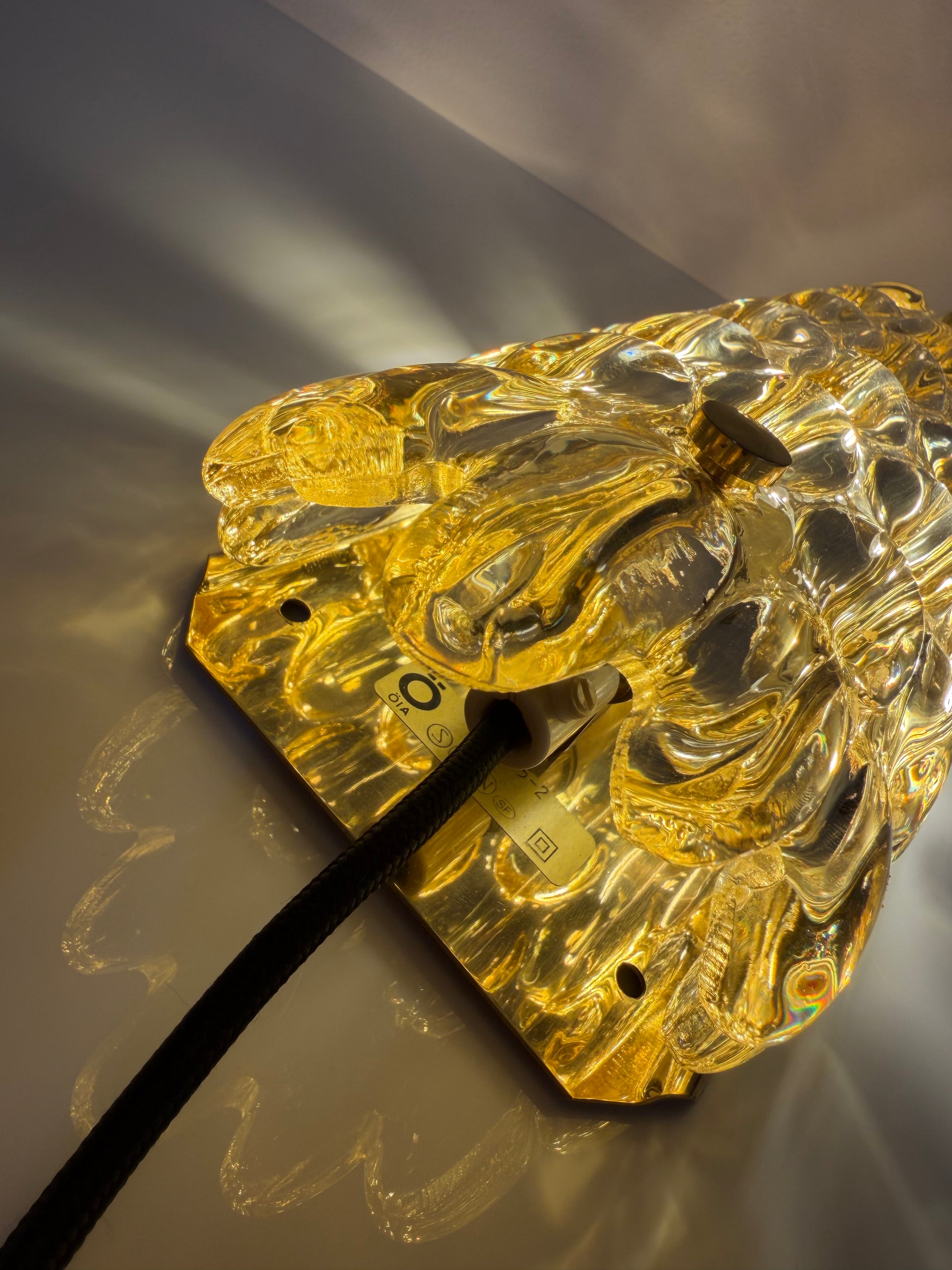 Wandlampe Glas Messing von Carl Fagerlund für Orrefors