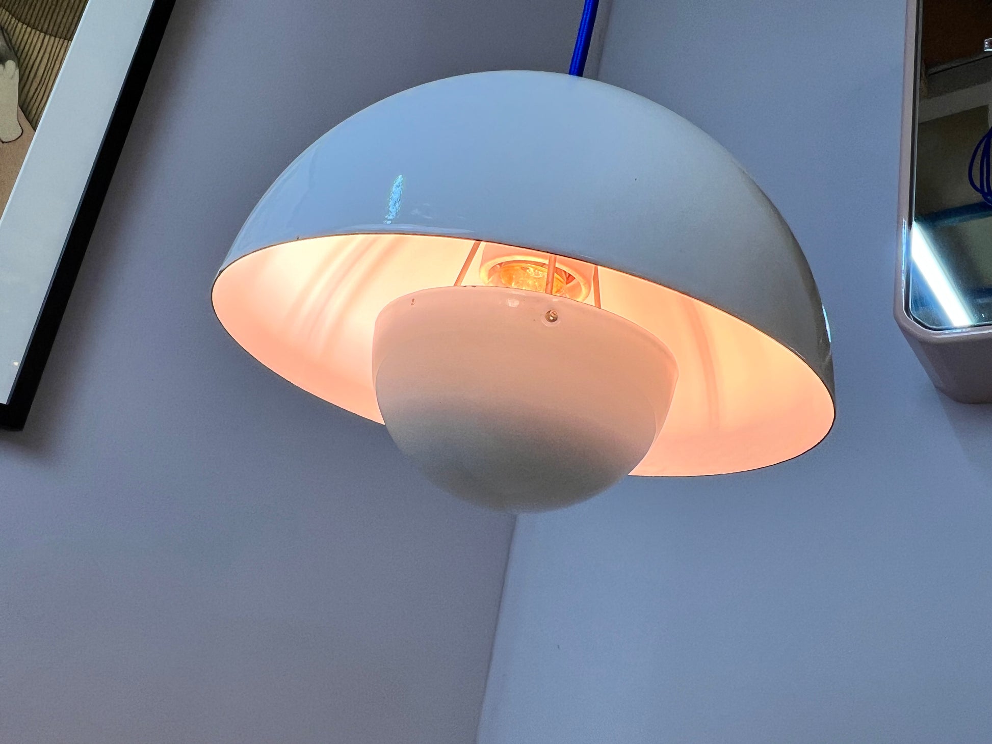 Hängelampe Flowerpot weiß Emaille von Verner Panton für Louis Poulsen