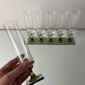 Set: 6x Sektkelch Modell Berlin mit Rauchfuß von Georg Jensen für Rosenthal
