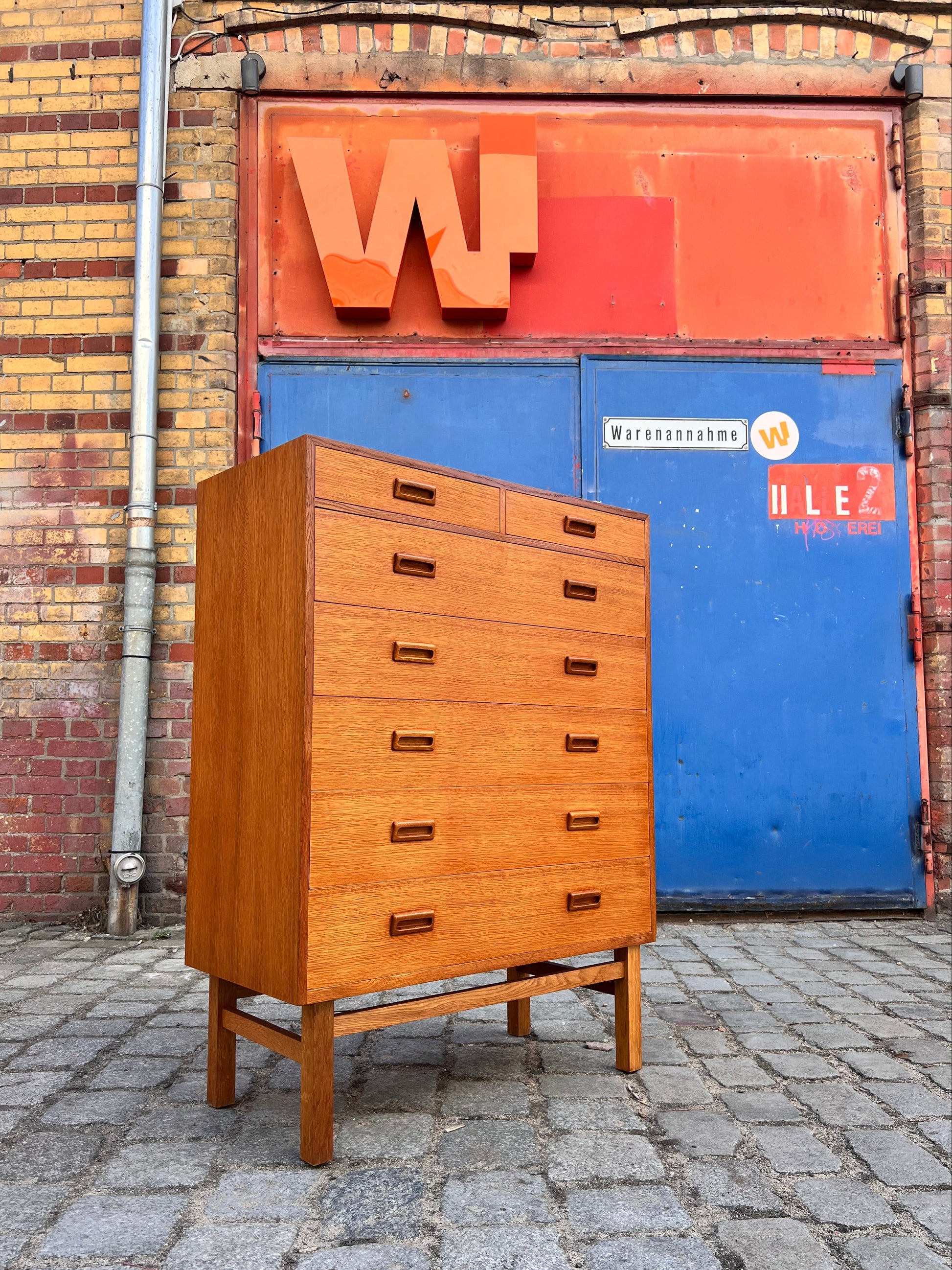 Tallboy Kommode Eiche mit Doppelgriffen von Holger Jensen für FDB Møbler