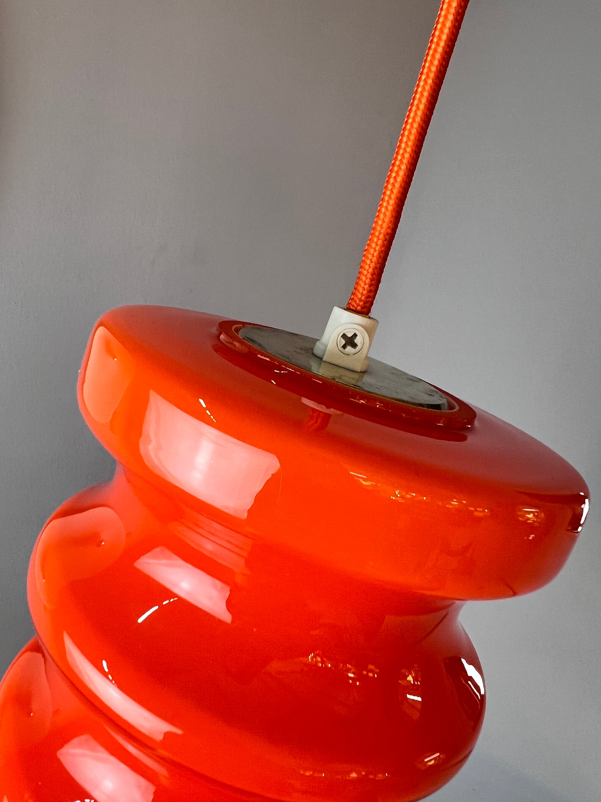Hängelampe orange Glas
