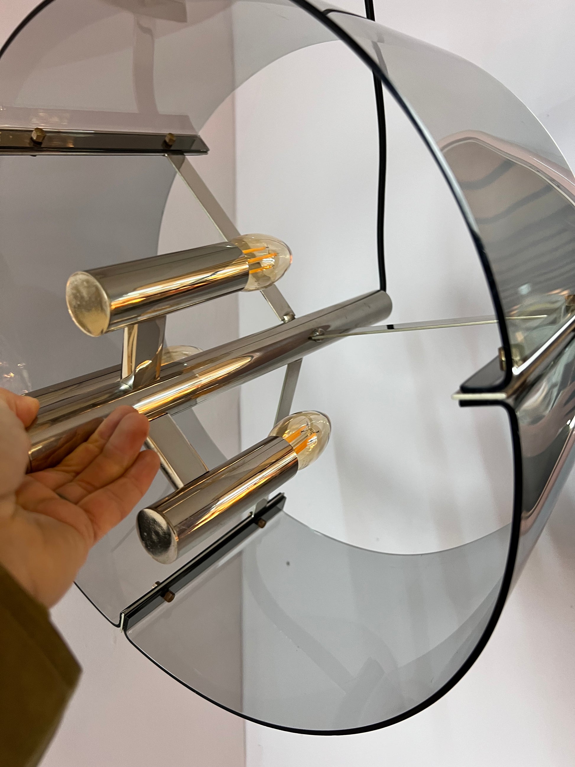 Hängelampe Chrom & Rauchacryl