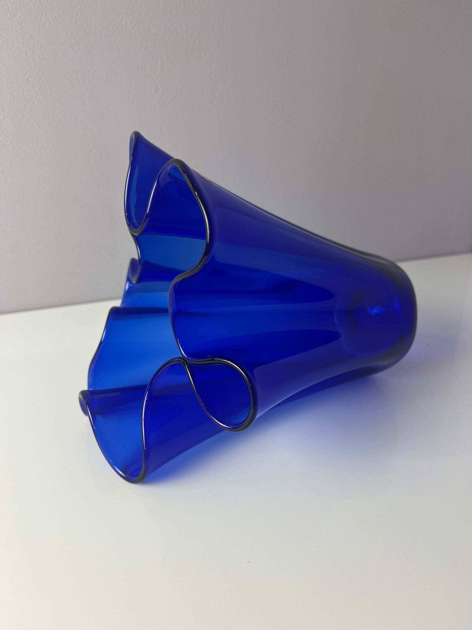 Vase Fazoletto blau Glas von Ancher Iversen