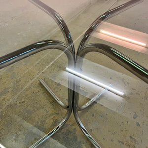Runder Esstisch Rauchglas & Chrom