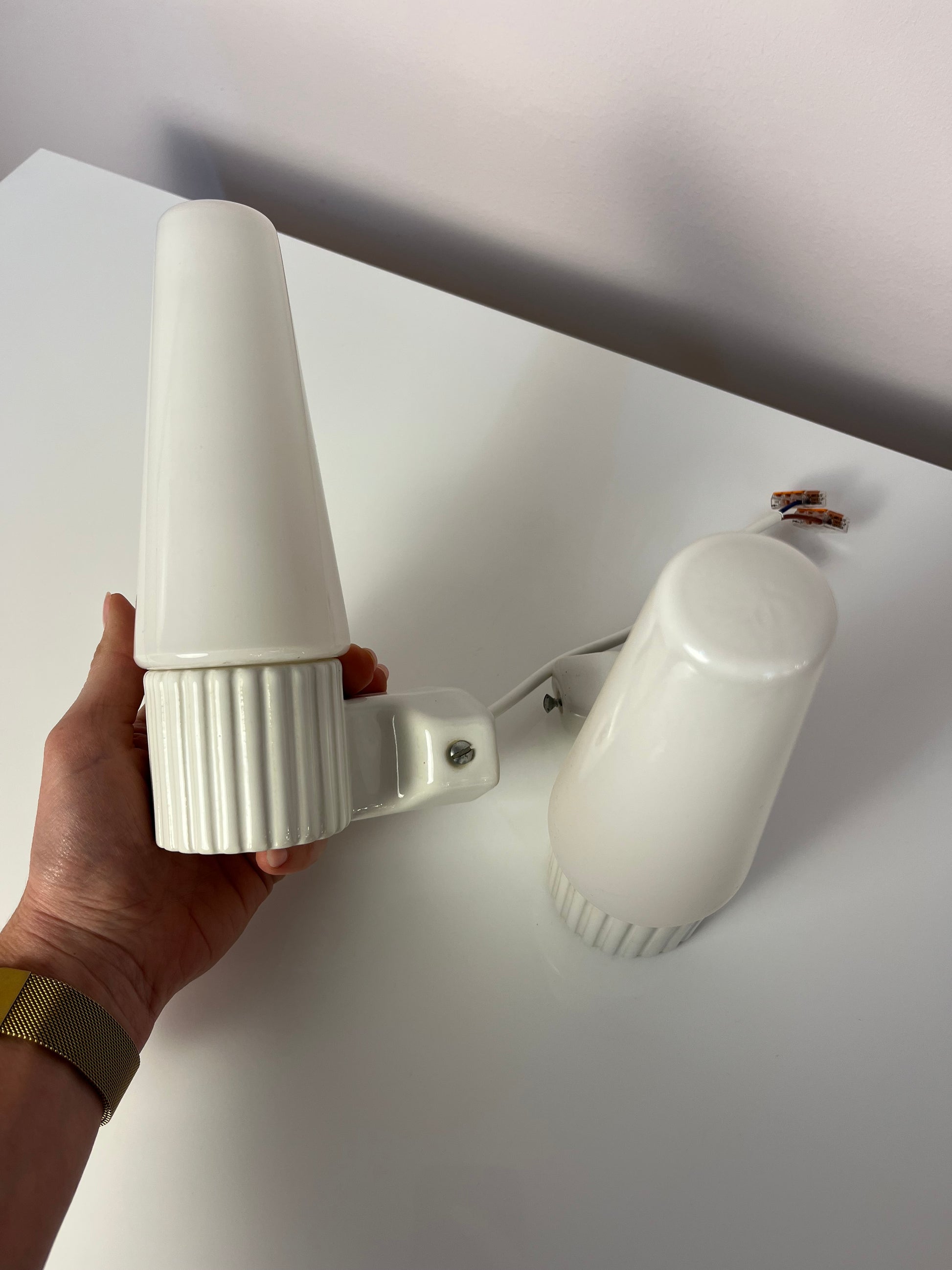 Set: 2x Wandlampe Modell 6020 weiß von Sigvard Bernadotte für Ifö