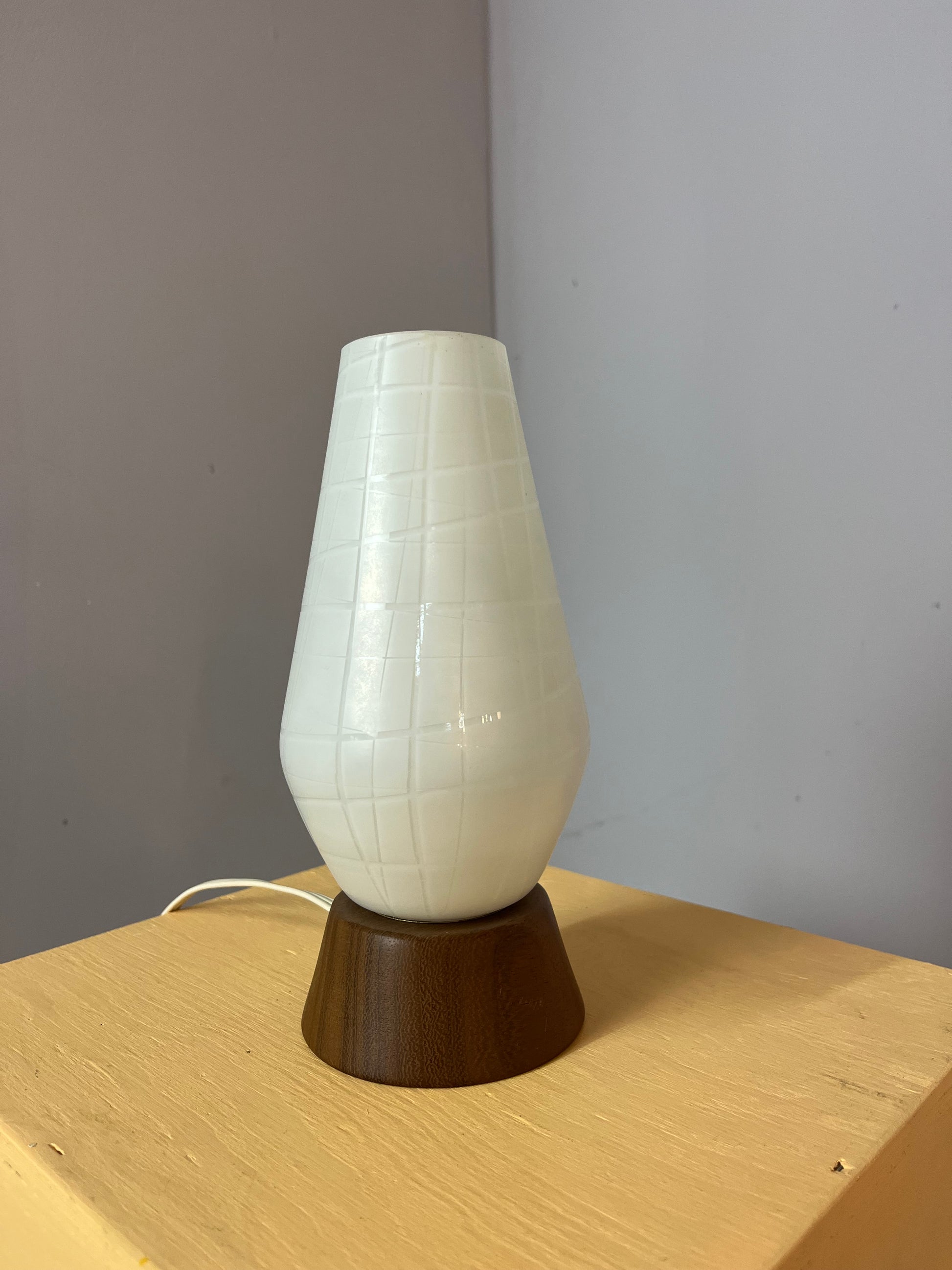 Tischlampe Teak Glas von Temde