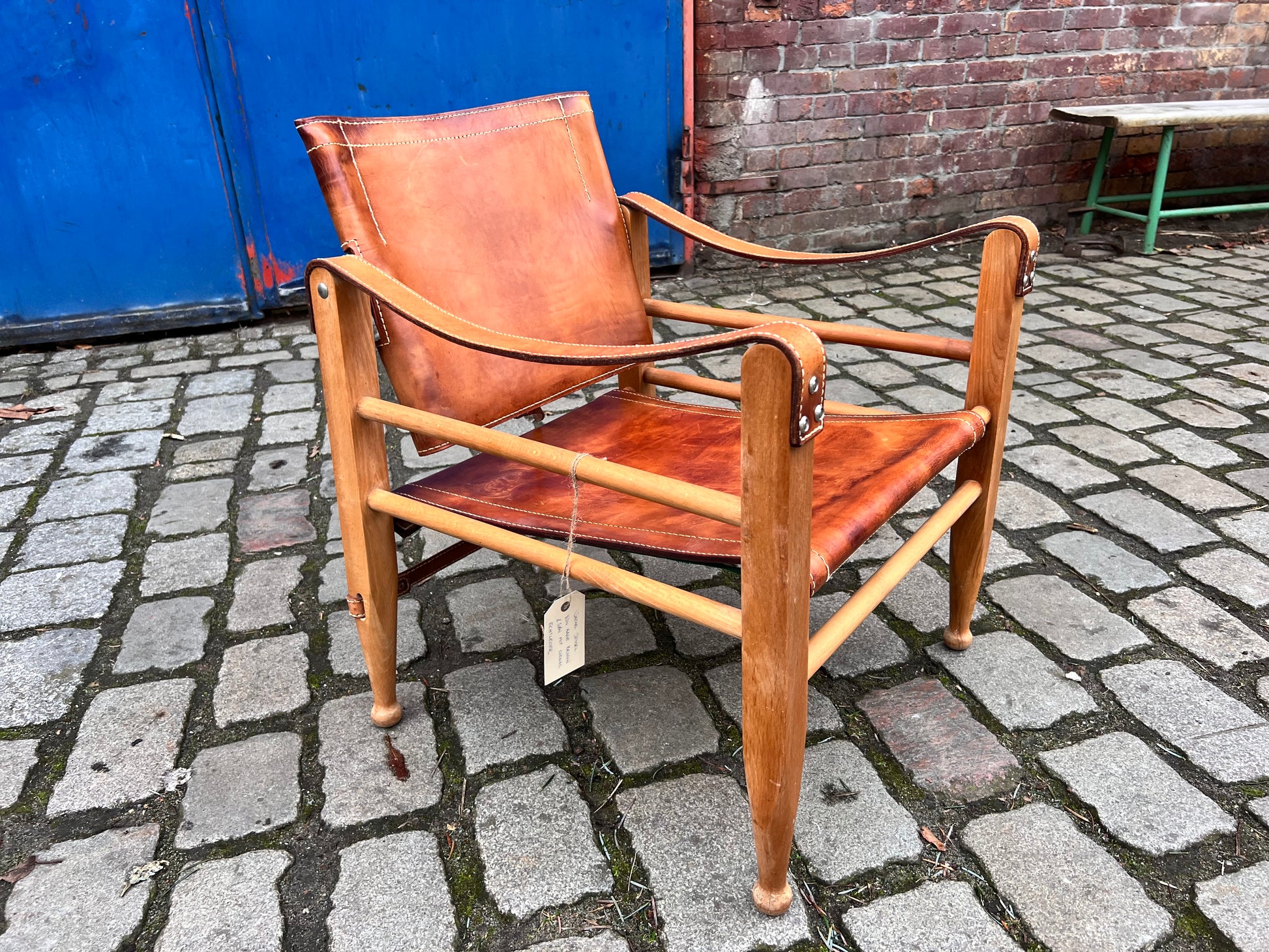 Safari-Sessel mit cognacfarbenem Lederbezug von Aage Bruun & Søn