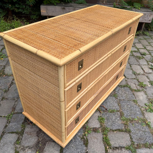 Kommode Rattan Bambus mit Messinggriffen von Dal Vera
