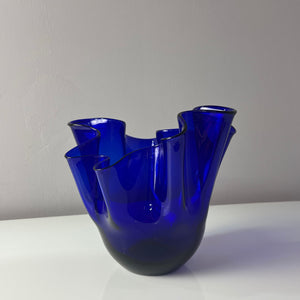 Vase Fazoletto blau Glas
