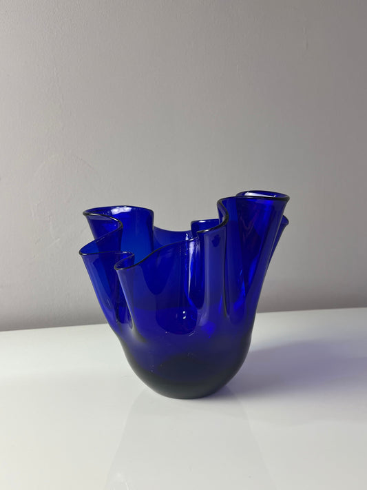 Vase Fazoletto blau Glas
