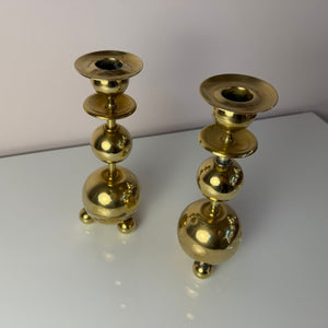 Set: 2x Kugel Kerzenständer Messing aus Dänemark