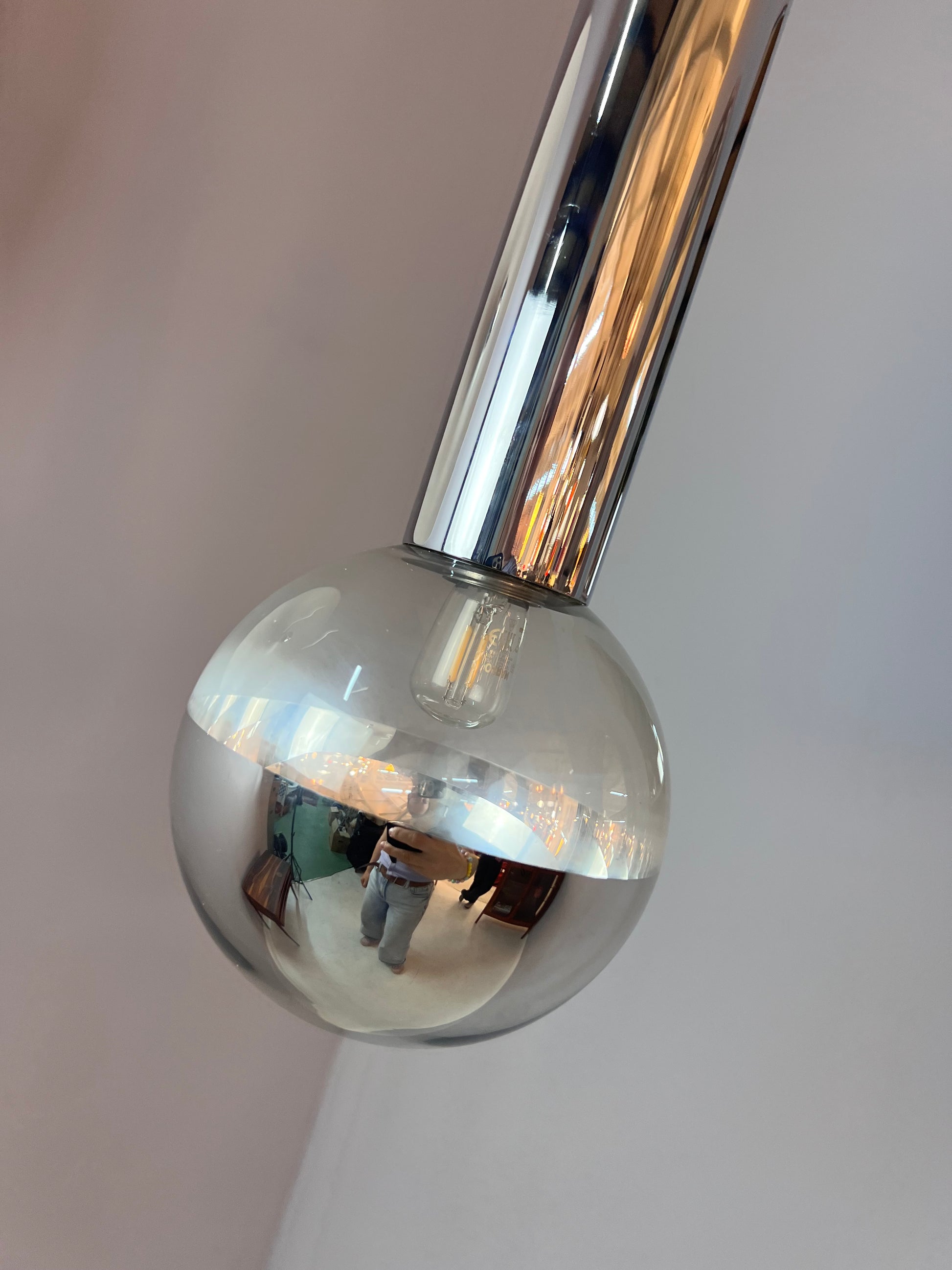 Hängelampe Big Globe Chrom 39 cm von Motoko Ishii für STAFF