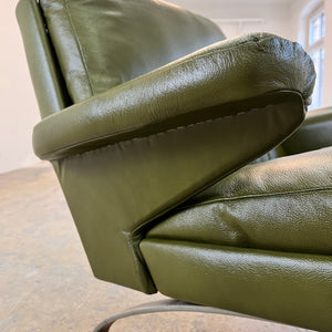 Swing Chair grün Echtleder Chrom von Reinhold Adolf & Hans Jürgen Schröpfer für COR