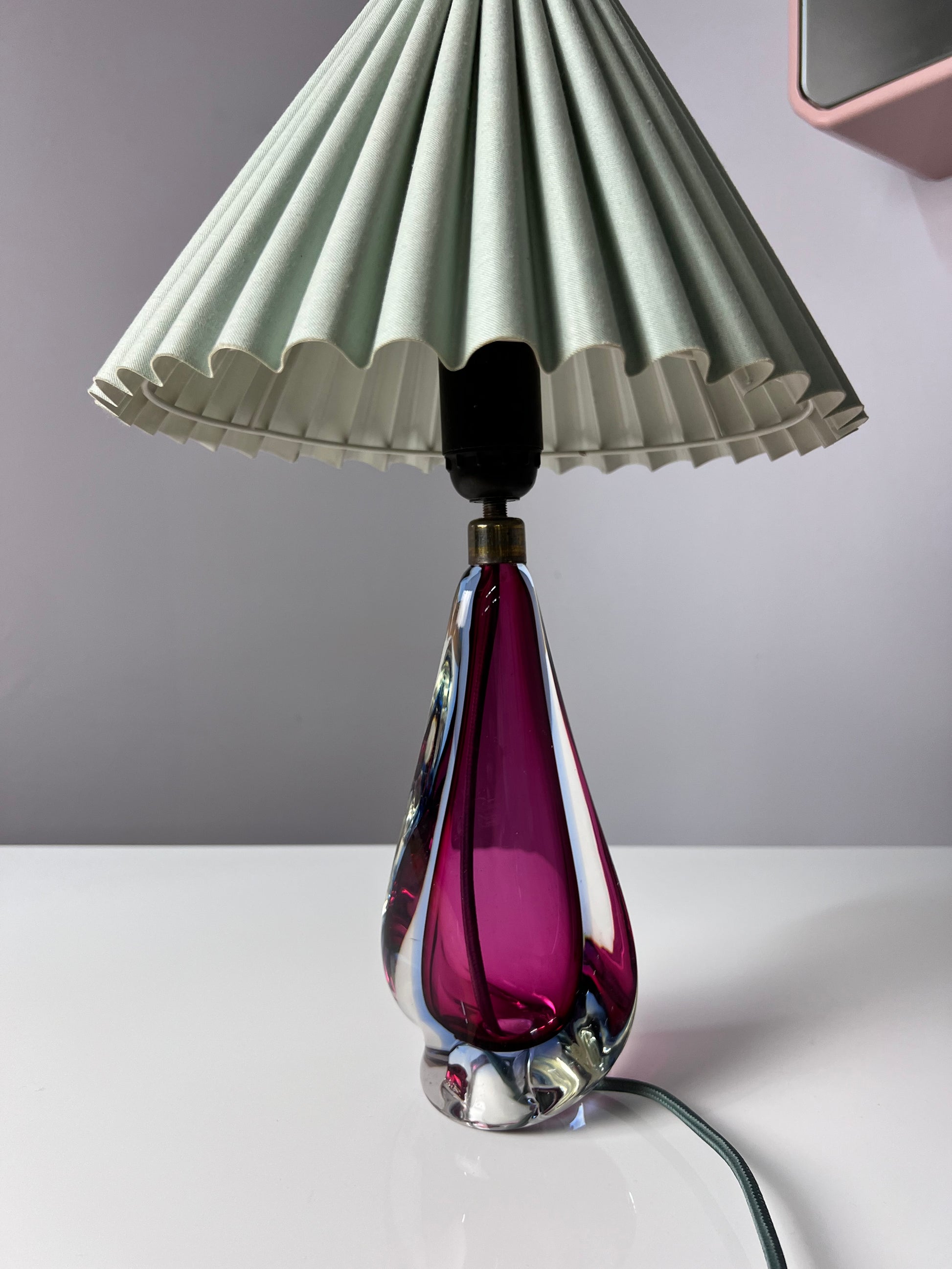 Tischlampe lila blau Muranoglas