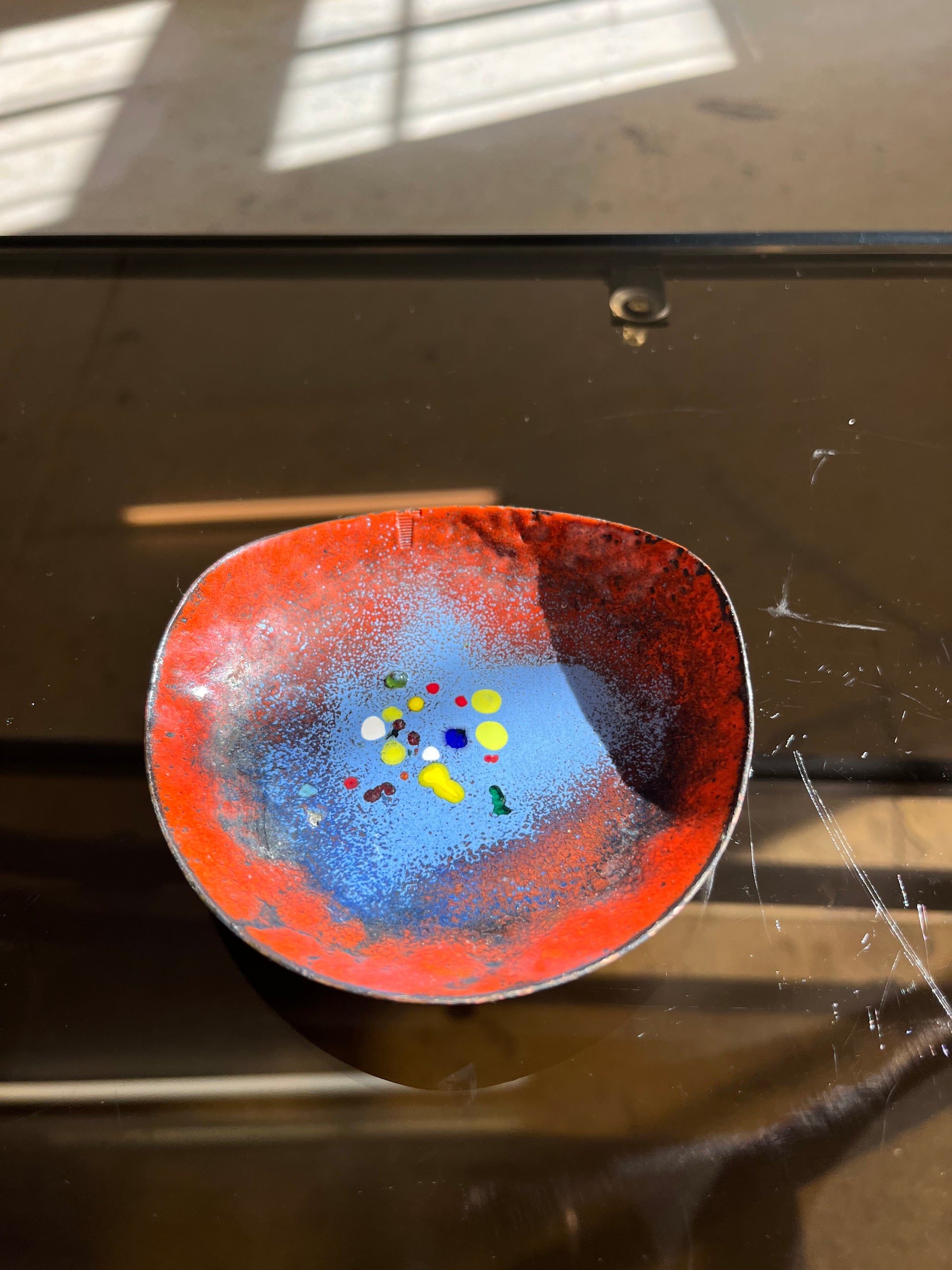 Mini Schale rot blau Emaille