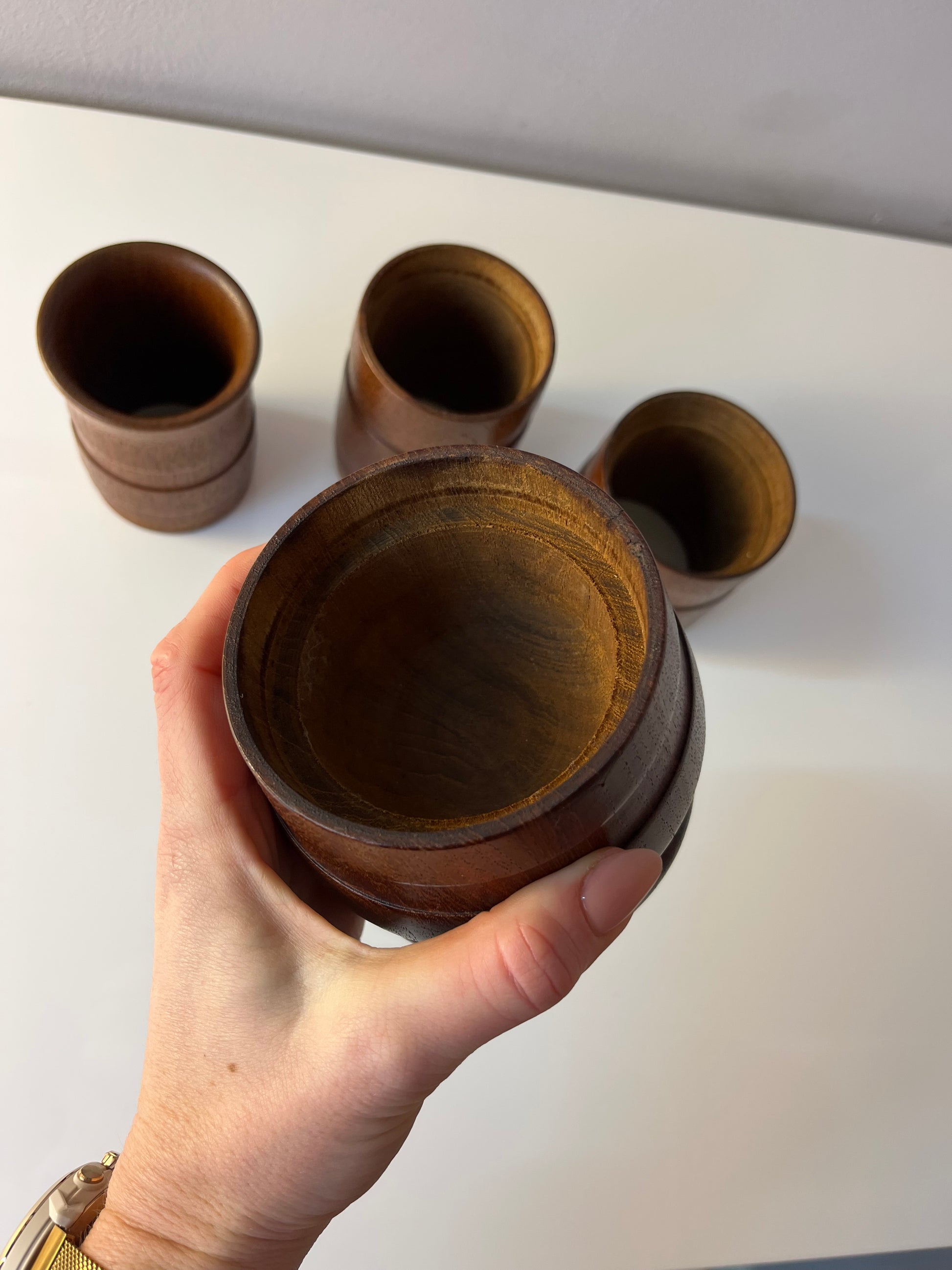 Stapelbare Vase Teak aus Dänemark
