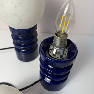 Tischlampe blau Keramik Glas von Cari Zalloni für Dümler & Breiden