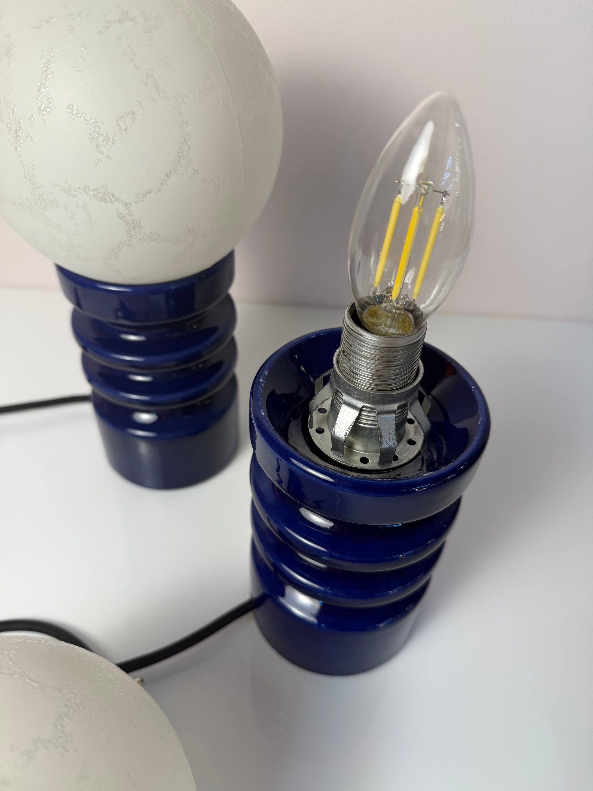 Tischlampe blau Keramik Glas von Cari Zalloni für Dümler & Breiden