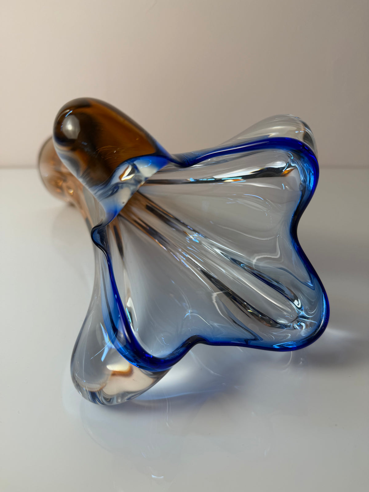 Vase hellblau Glas von Josef Hospodka für Chřibská Sklárna