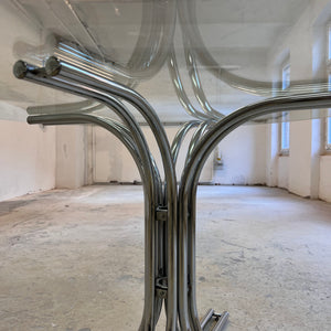 Runder Esstisch ∅ 120 cm Glas & Chrom von Gastone Rinaldi