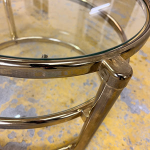 Runder Couchtisch Messing Glas mit drehbaren Tischplatten