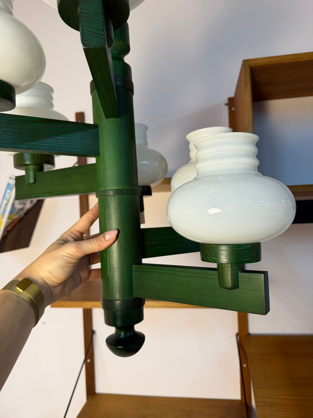 Kronleuchter grün Opalglas