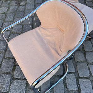 Set: 2x Freischwinger creme Chrom von Gastone Rinaldi - neu gepolstert