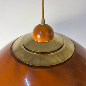 Hängelampe orange Messing aus Belgien