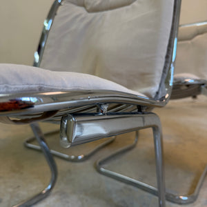 Set: 4x Freischwinger Chrom mit Sitzpolster creme von Gastone Rinaldi für Rima