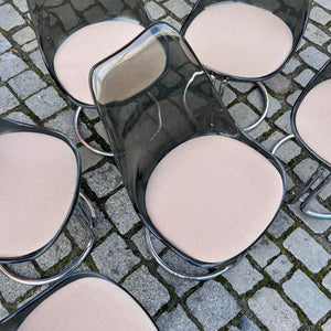 Freischwinger grau beige Kunststoff Chrom