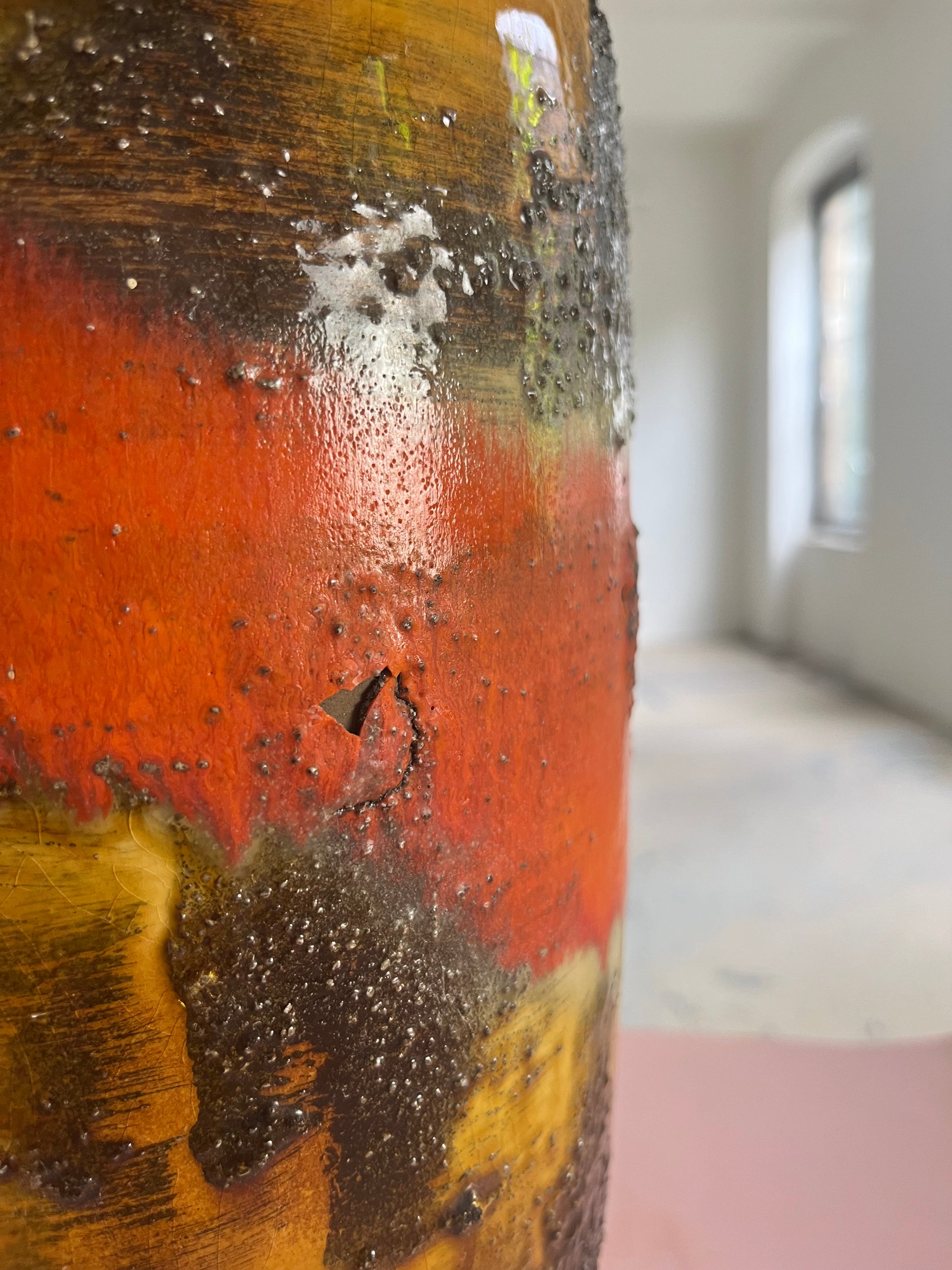Vase 5071-38 Fat Lava orange braun von Carstens Keramik West Germany