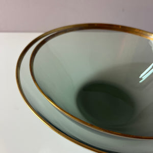 Set: 2 Schüsseln Rauchglas mit Goldrand