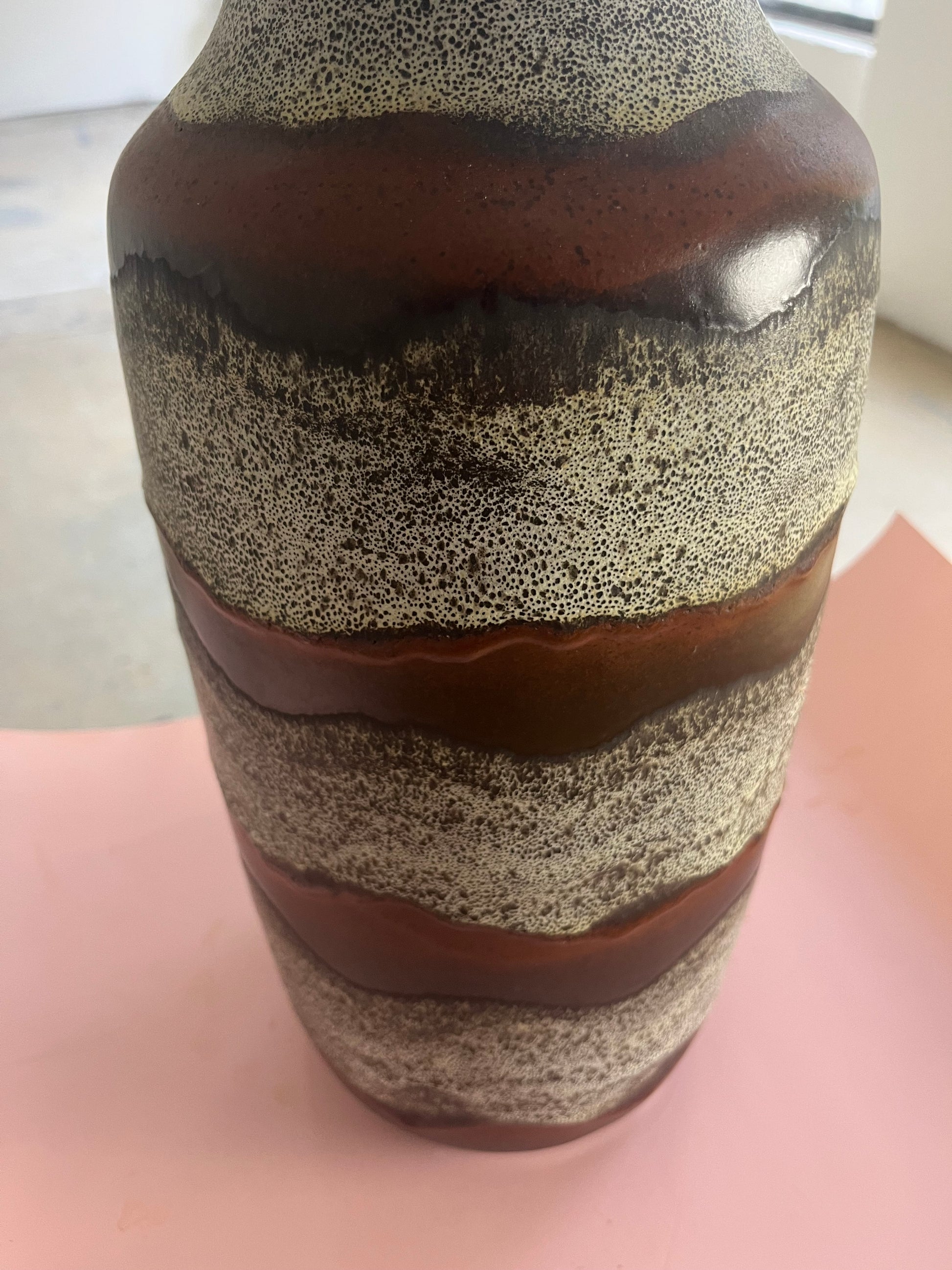 Bodenvase 70-45 braun weiß von Bay Keramik West Germany