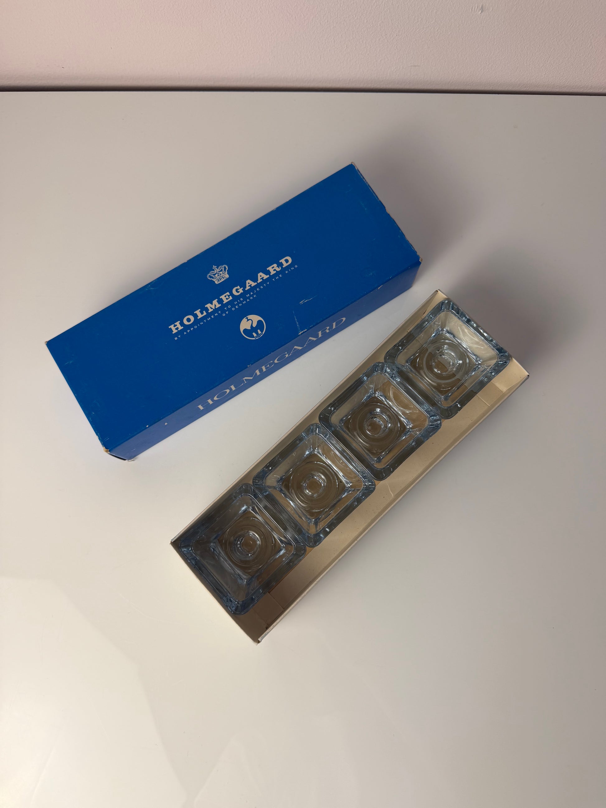 Set: 4x Kerzenständer Serie Skjold Glas von Per Lütken für Holmegaard