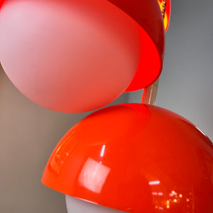 Hängelampe rot weiß Opalglas Kunststoff