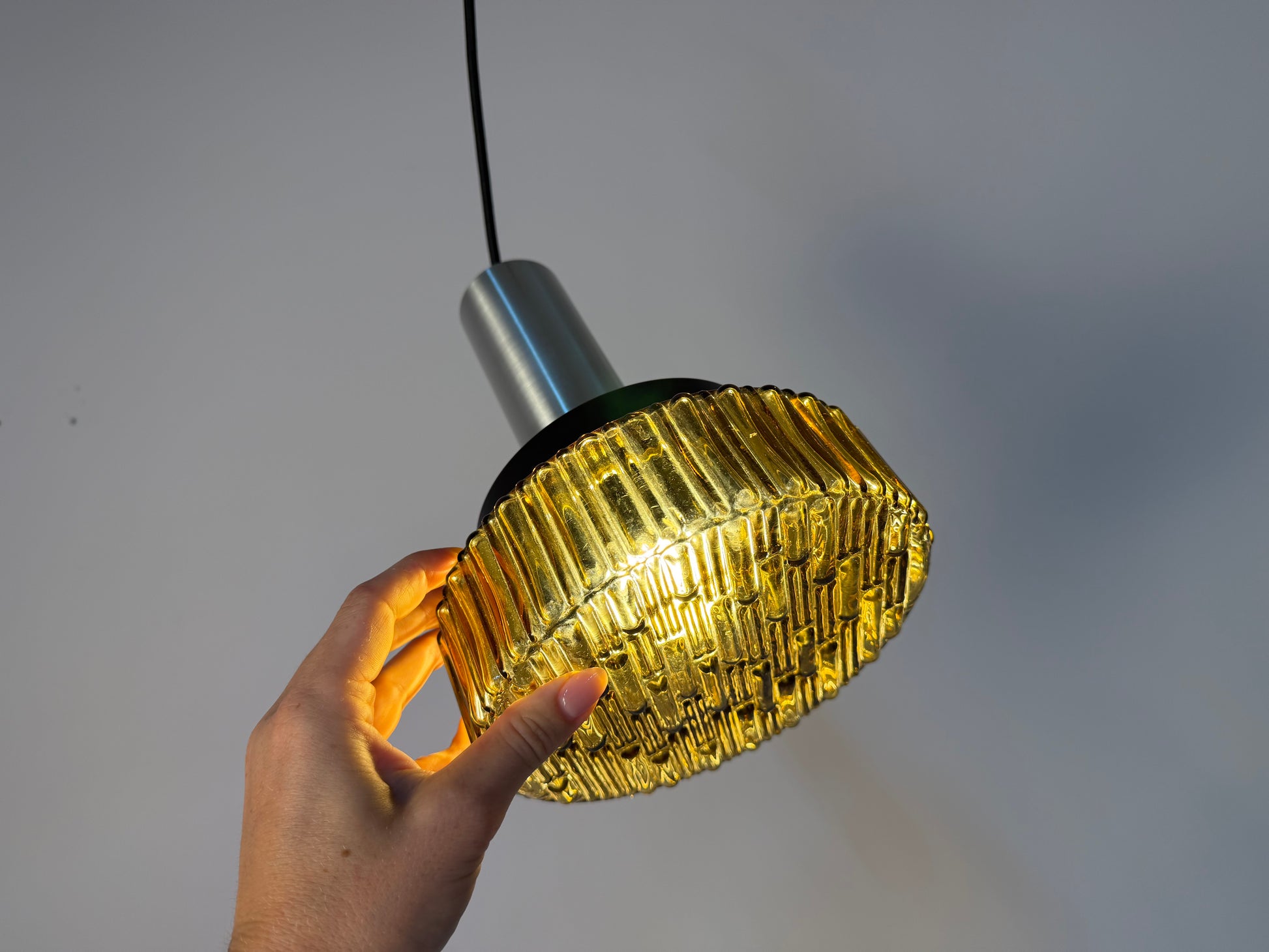 Hängelampe braun Glas Metall