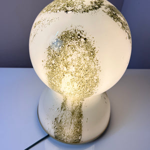 Tischlampe grün weiß Glas von Doria