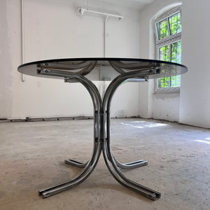 Runder Esstisch Rauchglas & Chrom